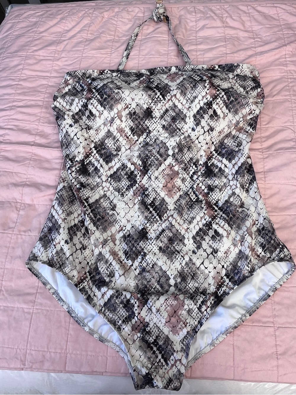 Gottex Snakeskin Print One-Piece Swimsuit in Neutral Tones
